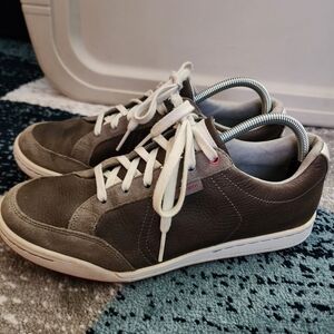 Ashworth Mens Cardiff Brown Pebbled Leather Soft Spike Golf Sneaker Shoes Sz 9.5